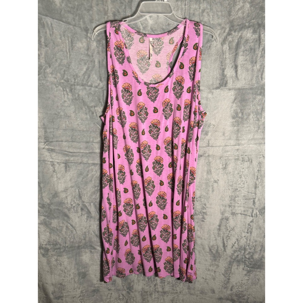 Soma nightgown women's XXL Cool Nights Pink Floral Paisley Racerback Sleeveless